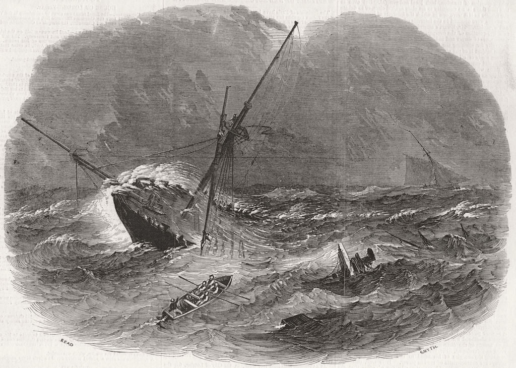 HARWICH. Floridian, Emigrant ship wreck, long sands 1849 old antique print